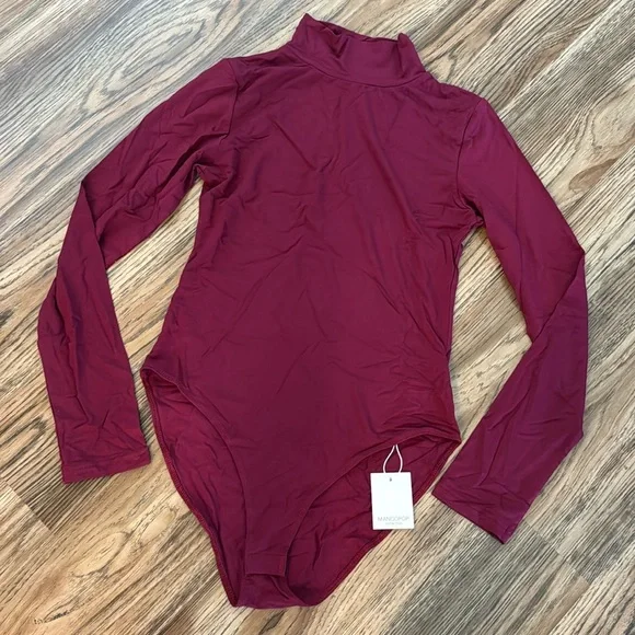 NEW!! MANGOPOP women’s mock turtle neck long sleeve tops bodysuit jumpsuit - Picture 1 of 5